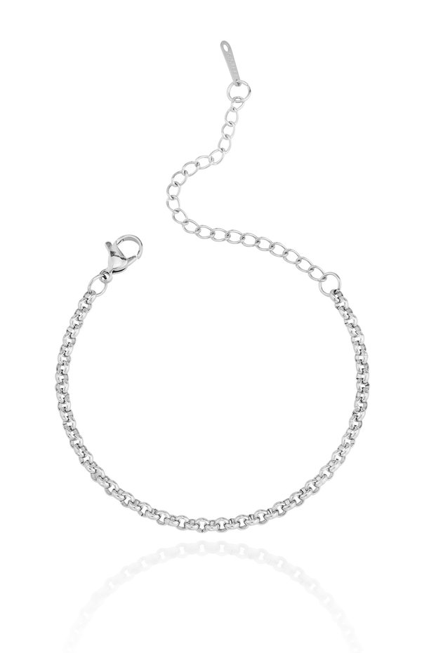 316L Stainless Steel Silver Color Rolo Chain Bracelet - Tarnish Resistant Waterproof Unisex
