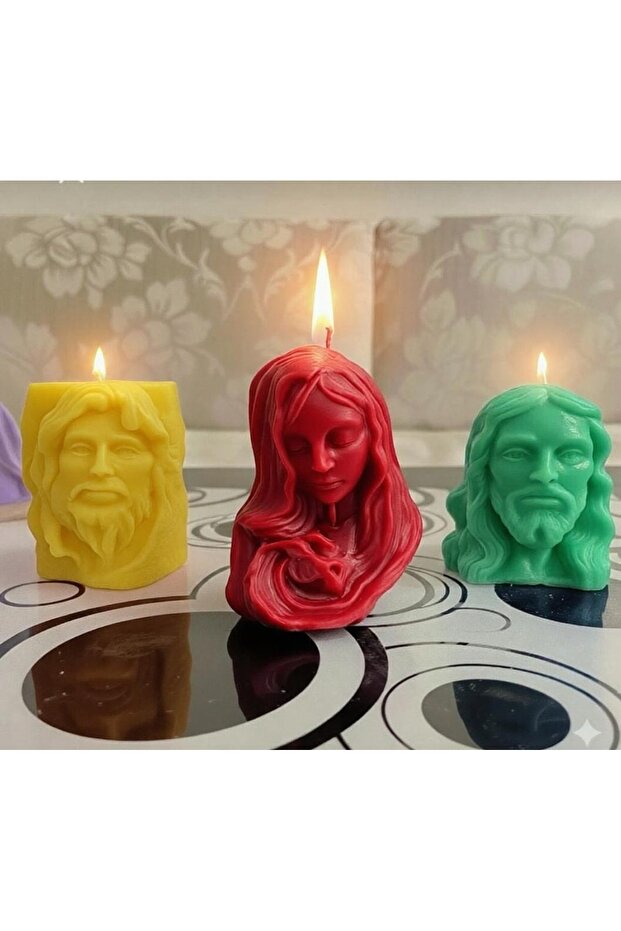 3’ lü heykel mum set. Rönesans esintisi. - 3