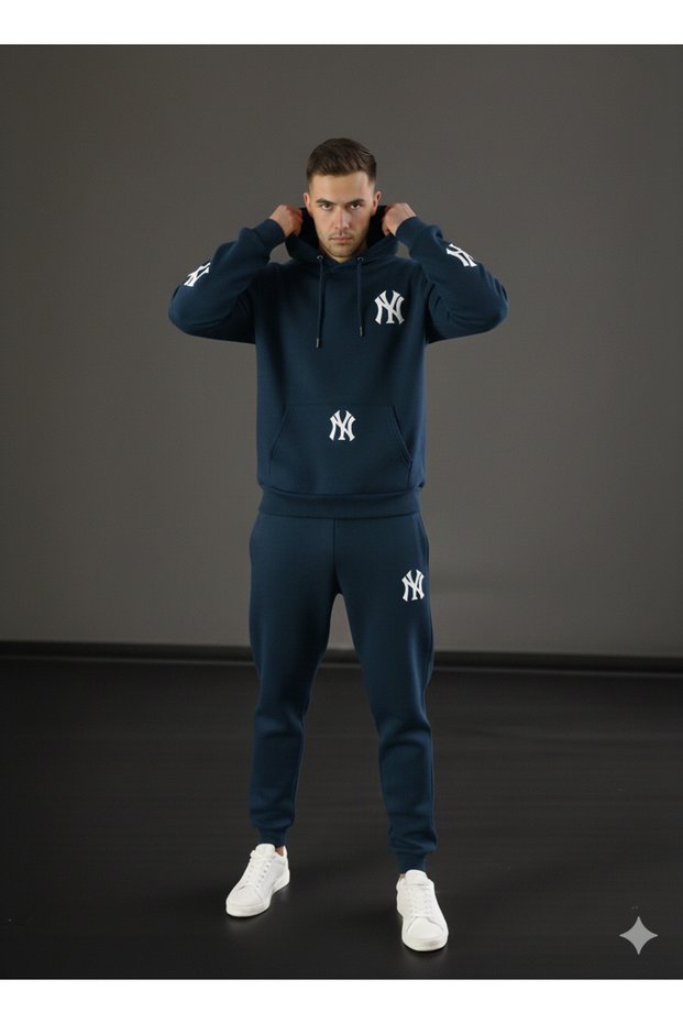 Unisex Ny Printed Tracksuit Set | Hoodie- Hooded Sweatshirt Sweatpants | Jogger Set |   Sports Clothing |