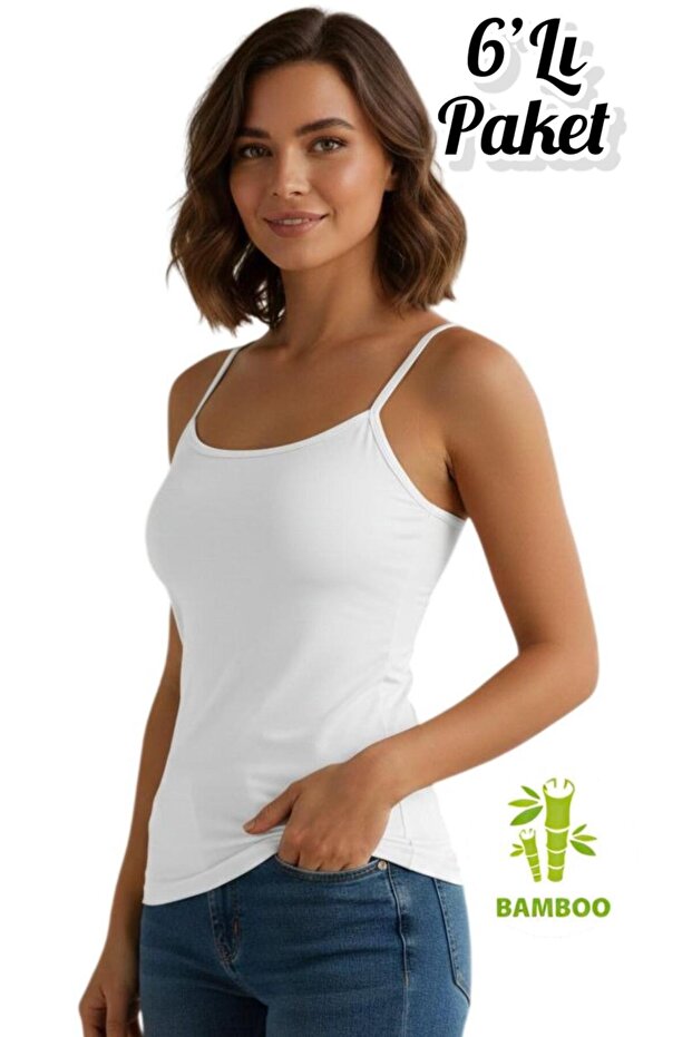 6-Pack Luxury Bamboo String Strap Women's Tank Top Ozt6-504