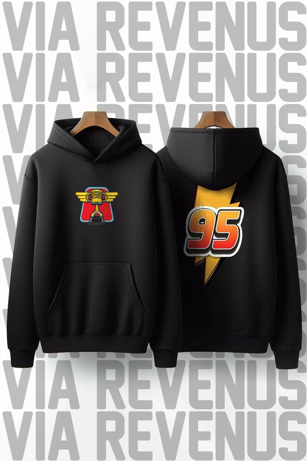 Piston Cup 95 Front and Back Printed Unisex Oversized Hooded Sweatshirt Special Design Hoodie