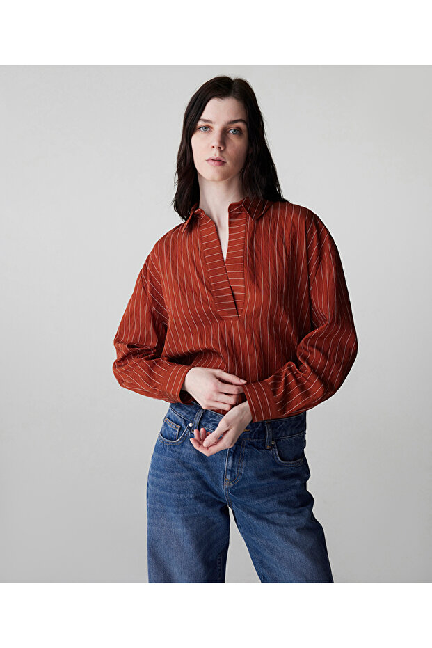 Çizgi desen bluz - 1