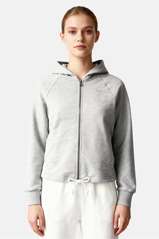 Women Sportswear Fit Long Sleeve Full Zip Outdoor Hoodie, Grey