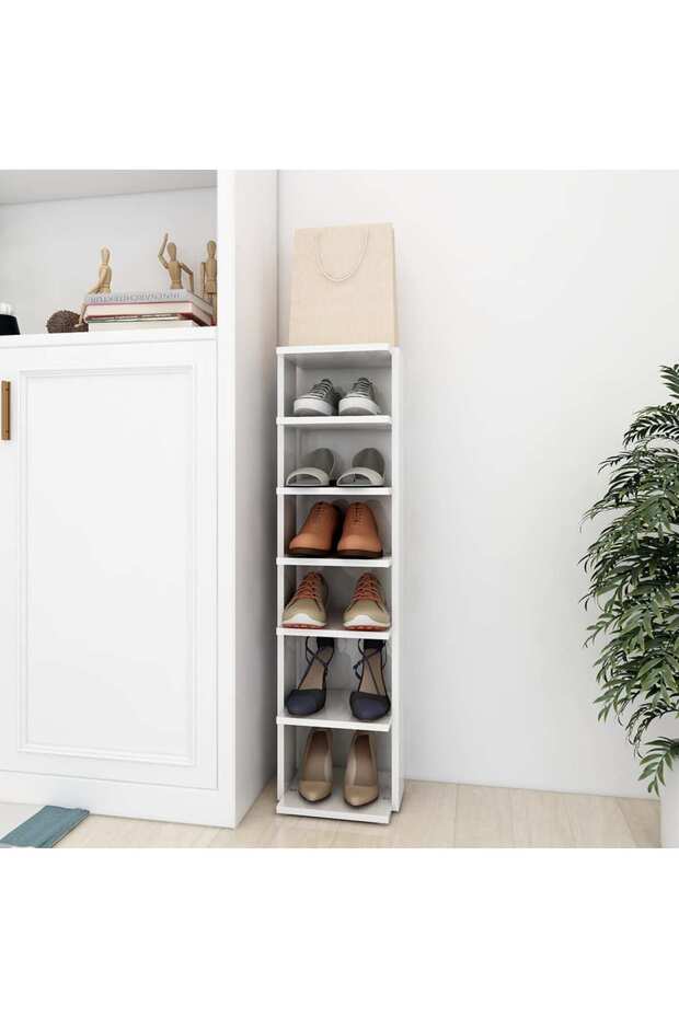 Shoe Cabinet High Gloss White 27.5x27x102 cm Engineered Wood