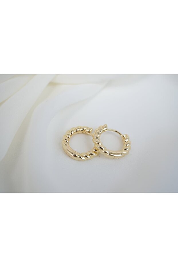Kp127 Gold Connected Spiral Earrings (Diameter 12 mm)
