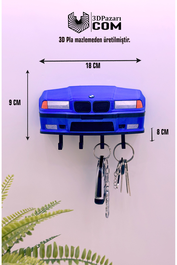حامل مفاتيح مزخرف بتصميم ثلاثي الأبعاد باللون الأزرق لطراز BMW E36