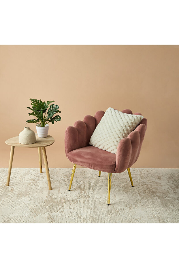 Honey Comb Faux Fur Textured Filled Cushion - 45x45 cm