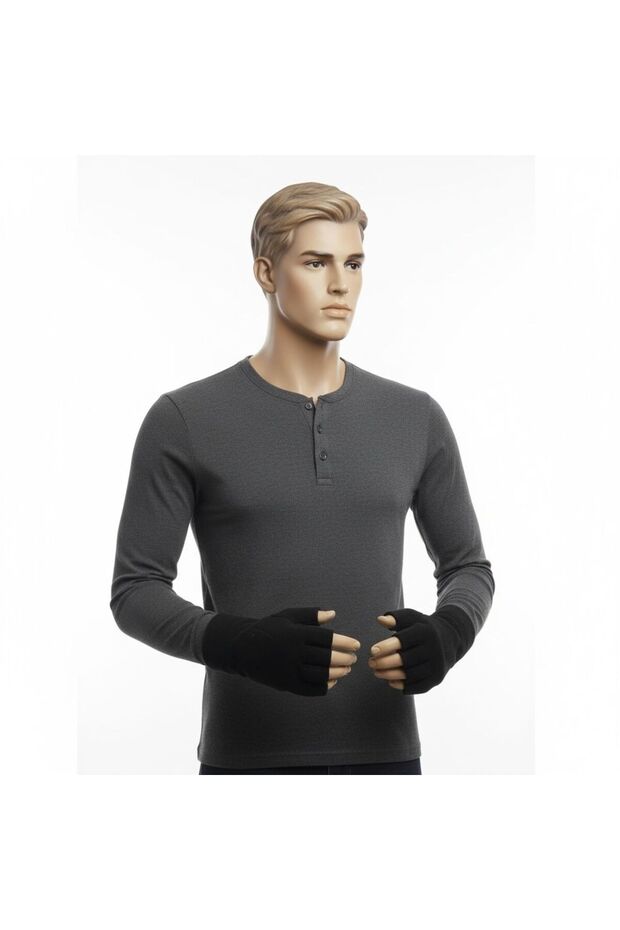 Unisex Black Thermal Winter Quality Cut Fleece Gloves L-M