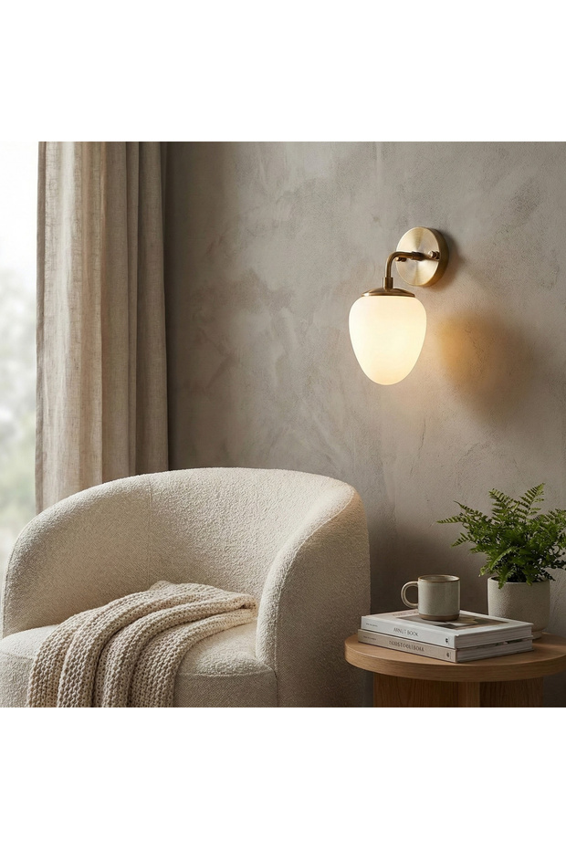 Modern Gold Antique Drop Sconce White Glass E14 Lampholder Bathroom Bedside Living Room Wall Lamp,Ns-10675
