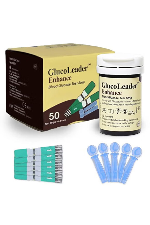 GlucoLeader Test Strip 50+50 Test Strips and Lancets Testing Kit in mg/dL - (Made In Taiwan)