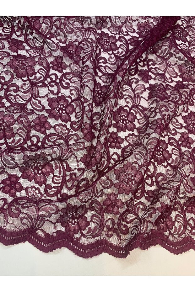 Plum Cordone Lace Fabric – Floral Patterned