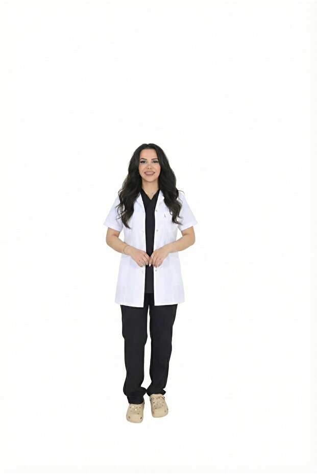 H/001 Shirt Collar Short Length Short Sleeve Apron Doctor Nurse Teacher Student Work Clothes