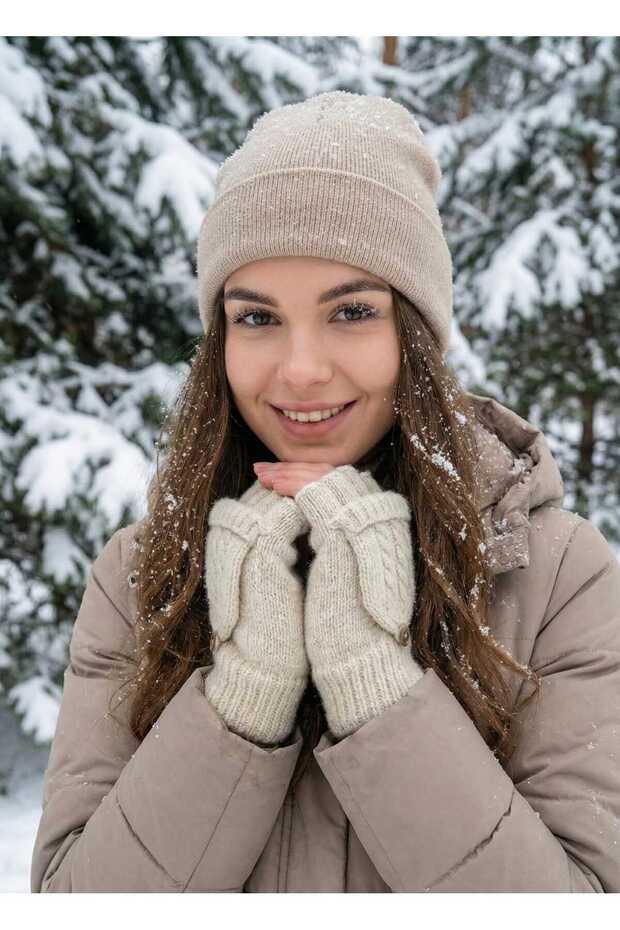 Women's Winter Friendly Wool Gloves with Cover