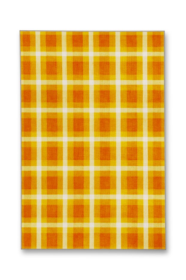 Mosso Yellow Square Patterned Woven Base Modern Decorative Carpet Mosso2036