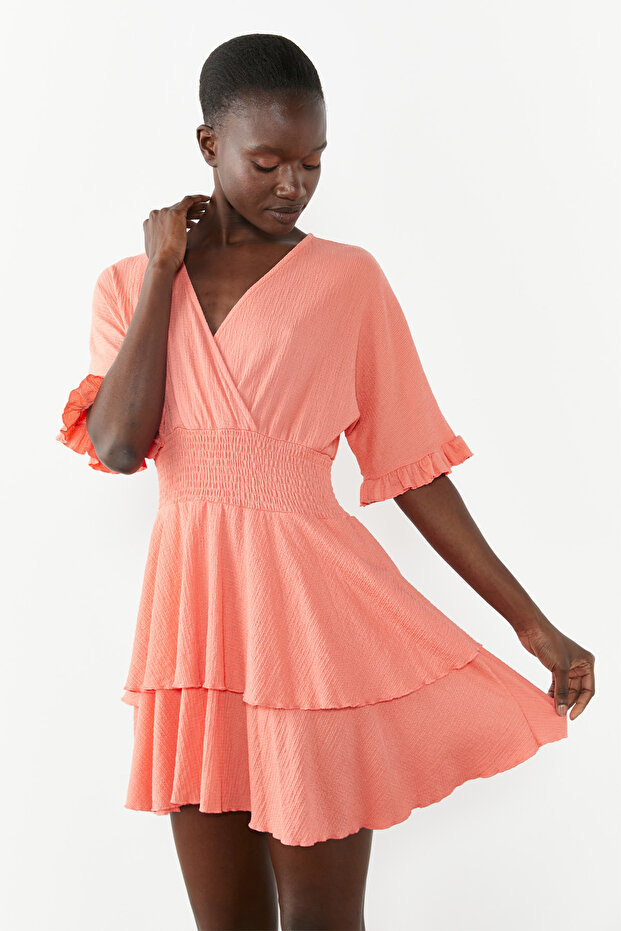 Katlı Mini Elbise - 7