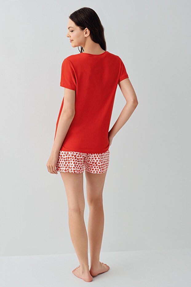 Kadın Kırmızı Şort Takım - 4