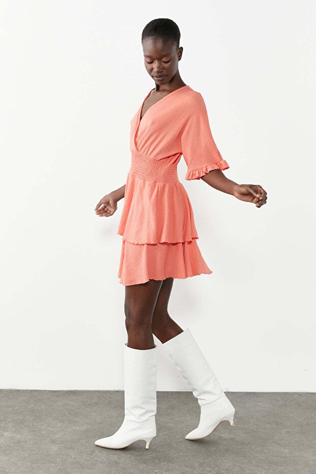 Katlı Mini Elbise - 4