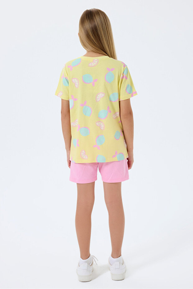Kız Çocuk Sarı Şort Takım - 4