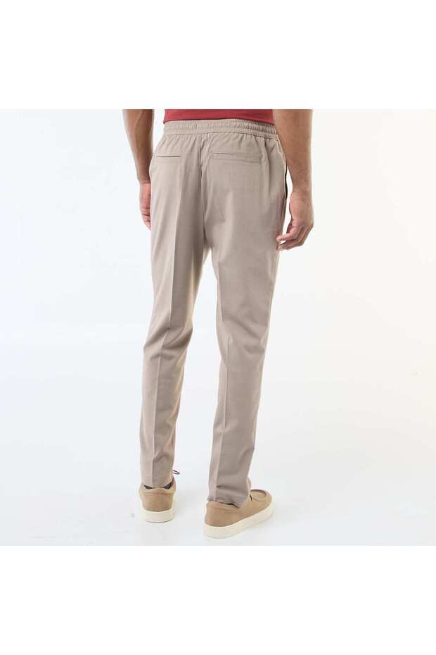 Solid Jogger-Style Trousers BEIGE - 3