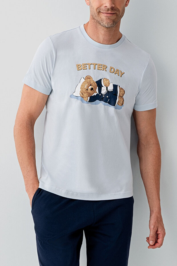 Erkek Mavi Bermuda Takım - 3