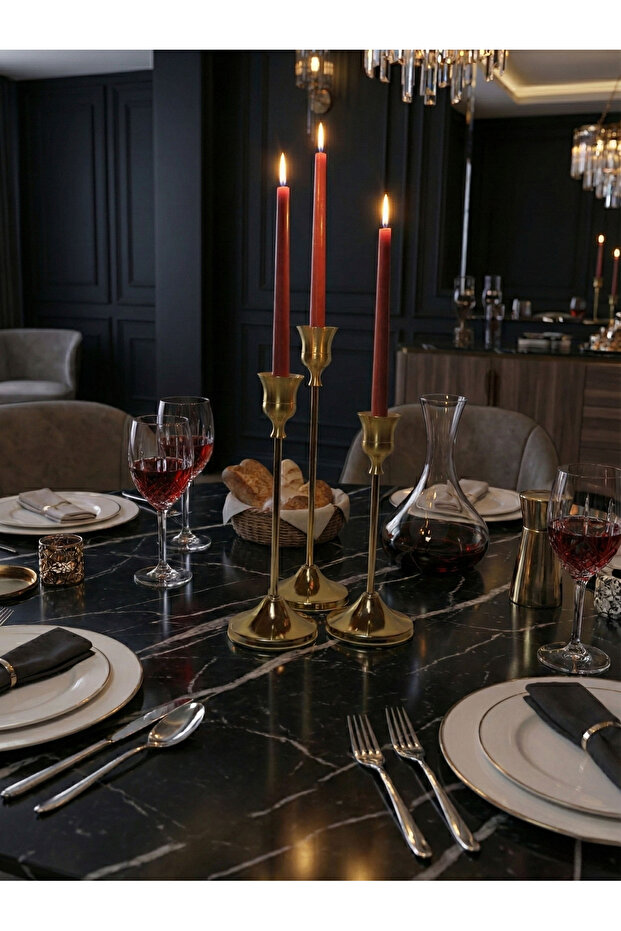 Gold Şamdan Seti 3lü - 2