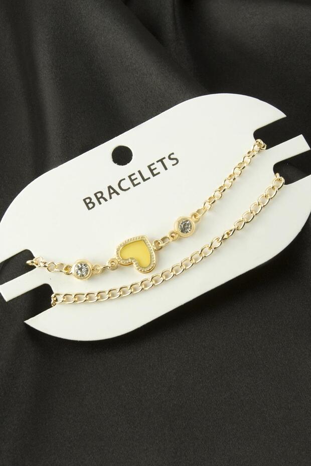 2 قطعة من سلسلة أساور على شكل قلب - 1