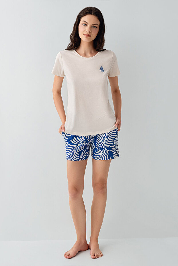 Kadın Beyaz Şort Takım - 2