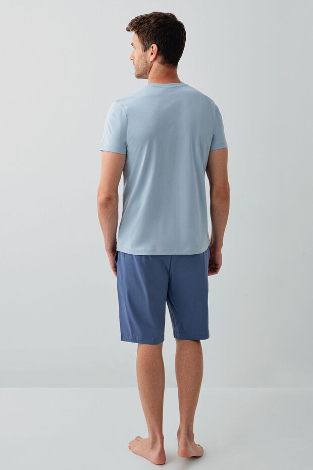 Erkek Mavi Bermuda Takım - 3