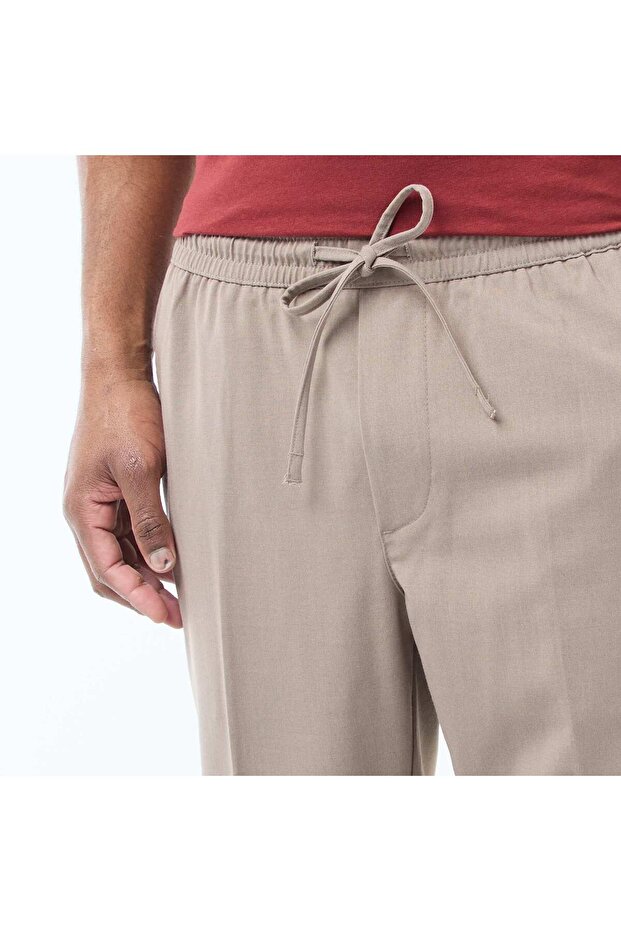 Solid Jogger-Style Trousers BEIGE - 4