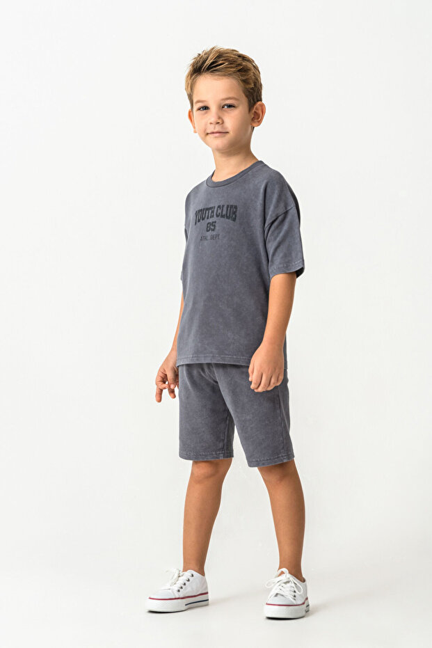 Dečački antracit bermuda set - 5