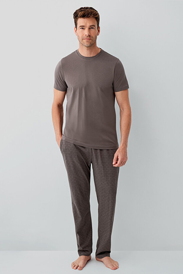 بدلة بيجامة بنية للرجال - 2