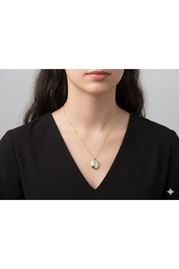 Steel 316L Zircon Stone Openable Inside Alya Necklace