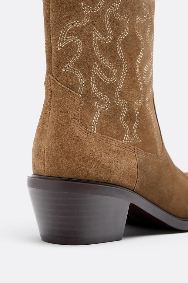 Topuklu kovboy deri bot - 5