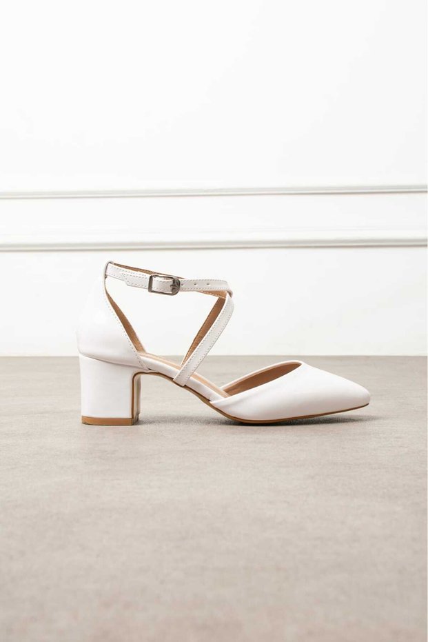 New Season Women's Heels Shoes White Patent Leather Comfortable Heel 5cm