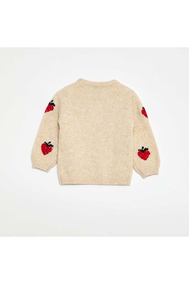 كنزة صوفية منقوشة بيج - 2