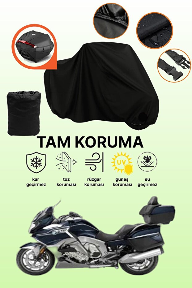 Black Rear Bag Compatible with Bmw K 1600 Gtl Compatible Motorcycle Tarpaulin