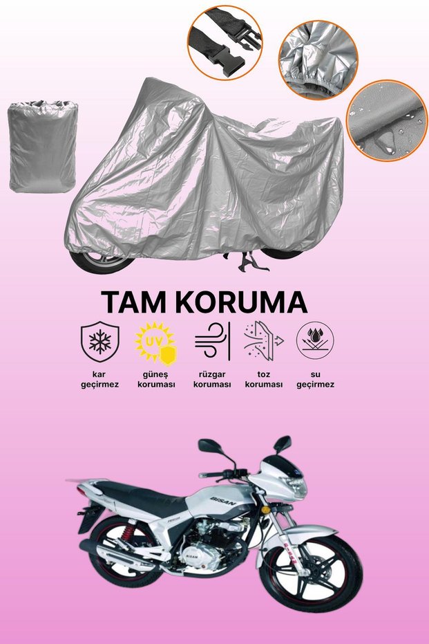 Gray Rear Bag and Lock Mismatched Bisan Sunway Fks 125 Compatible Motorcycle Tarpaulin