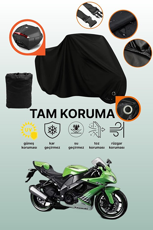 Black Tail Bag and Lock Compatible Kawasaki Ninja Zx-10R Compatible Motorcycle Canvas