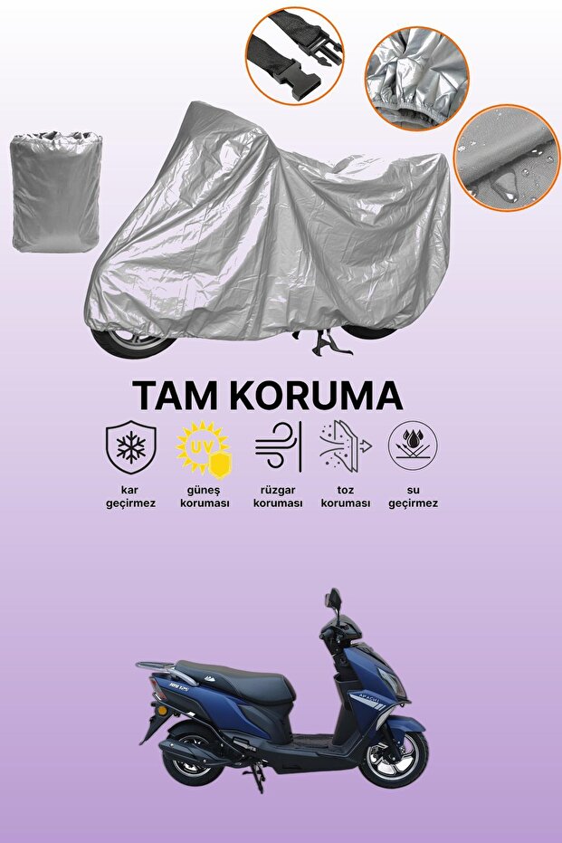 Gray Rear Bag and Lock Mismatched Apachi Joy 125 Compatible Motorcycle Tarpaulin