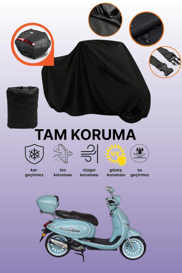 Arora Ar 50 Cappuccino Compatible Motorcycle Tarpaulin Compatible with Black Rear Bag