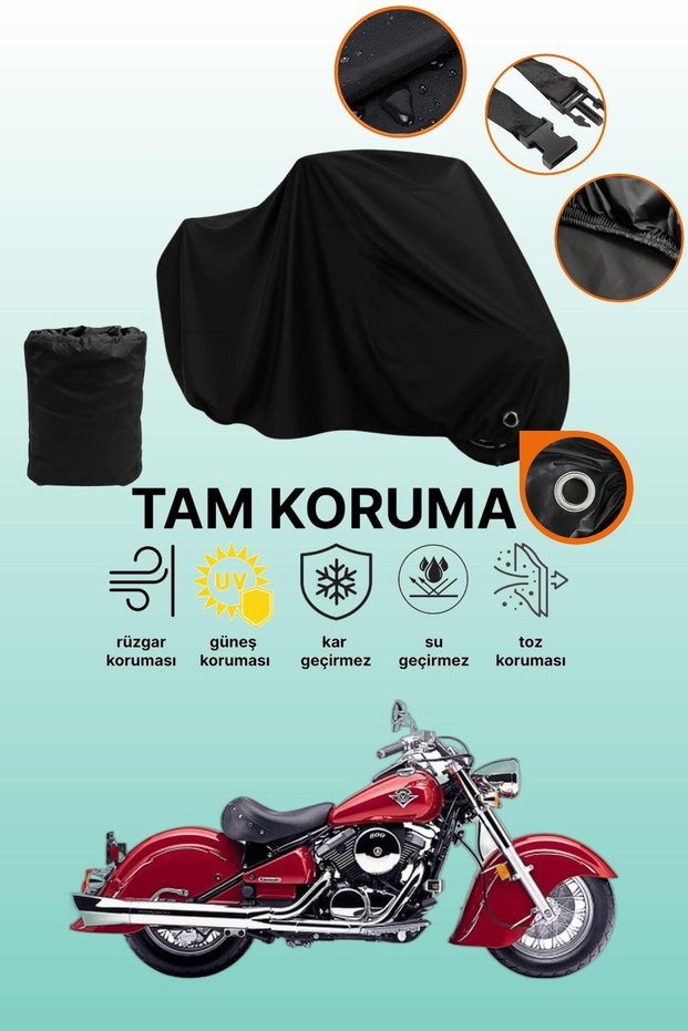 Black Compatible with Lock Kawasaki Vn 800 Drifter Compatible Motorcycle Tarpaulin