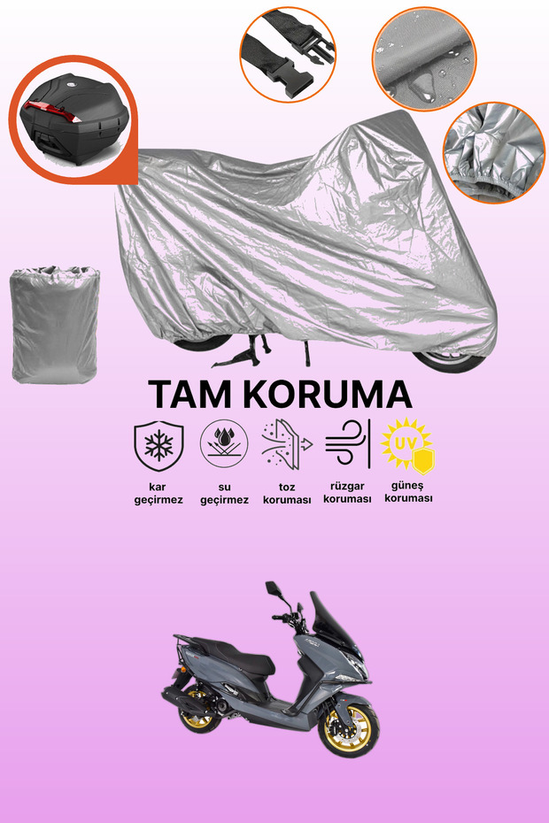 Arora Safari Pro Compatible Motorcycle Tarpaulin Compatible with Gray Rear Bag