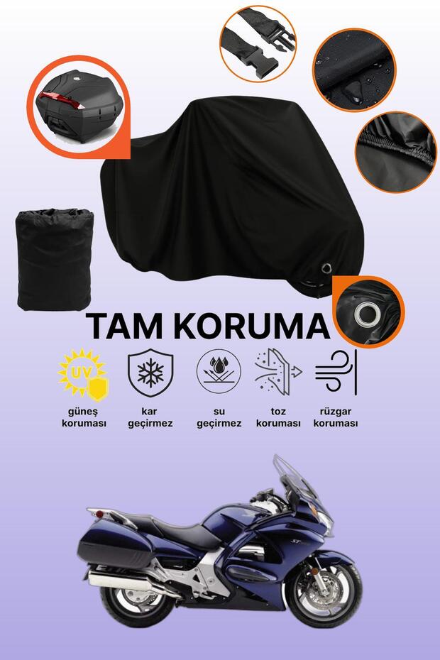 Black Tail Bag and Lock Compatible Honda St 1300 Pan European Compatible Motorcycle Canvas