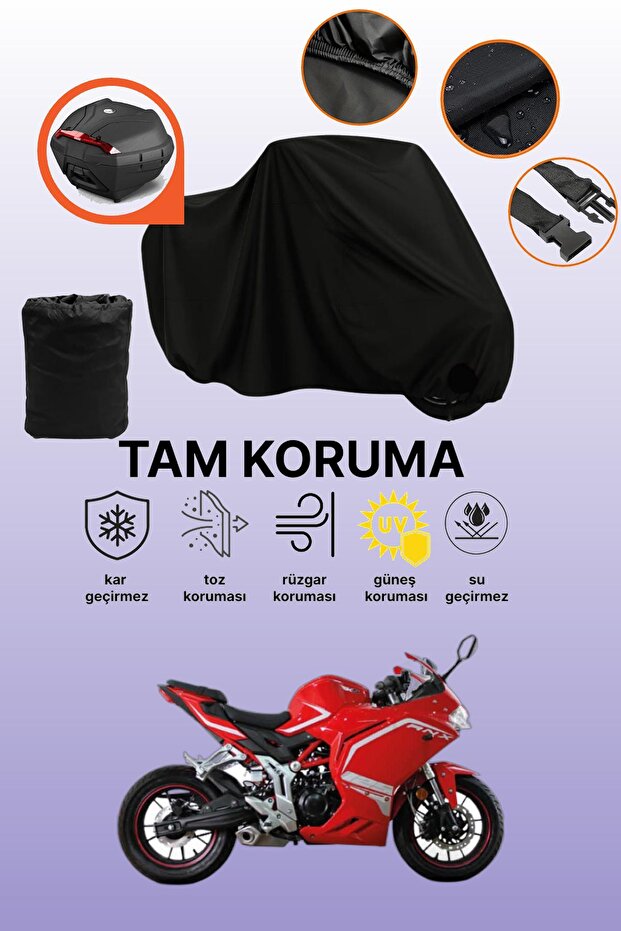 Rks Rnx Compatible Motorcycle Tarpaulin Compatible with Black Rear Bag