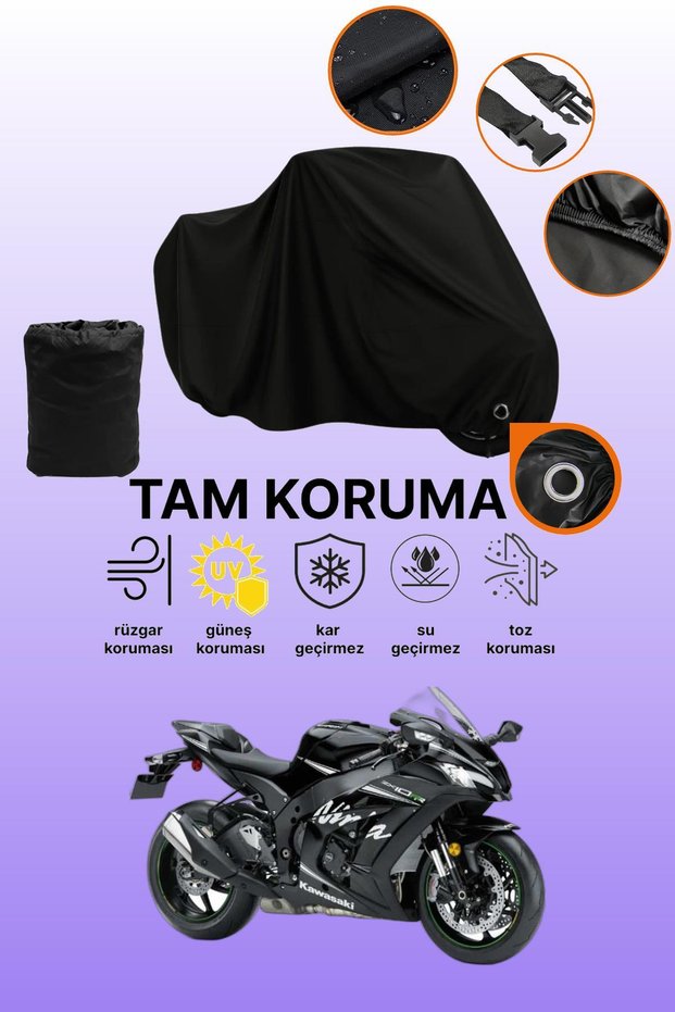 Black Compatible with Lock Compatible with Kawasaki Ninja Zx-10Rr Compatible Motorcycle Tarpaulin