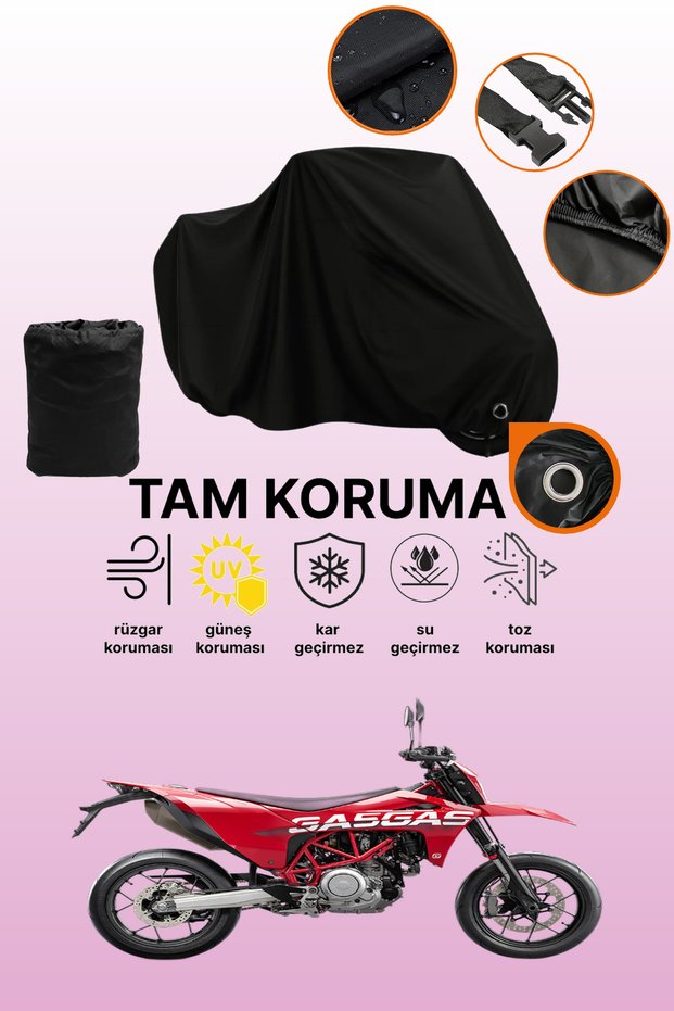 Black Lock Compatible with Gas Gas Sm 700 Compatible Motorcycle Tarpaulin