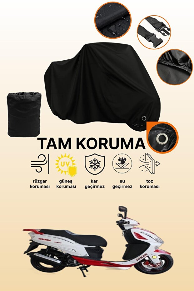Black Compatible with Lock Arora Ar 150-t Compatible Motorcycle Tarpaulin