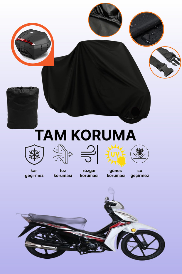 Rks Next 50 Compatible Motorcycle Tarpaulin Compatible with Black Rear Bag