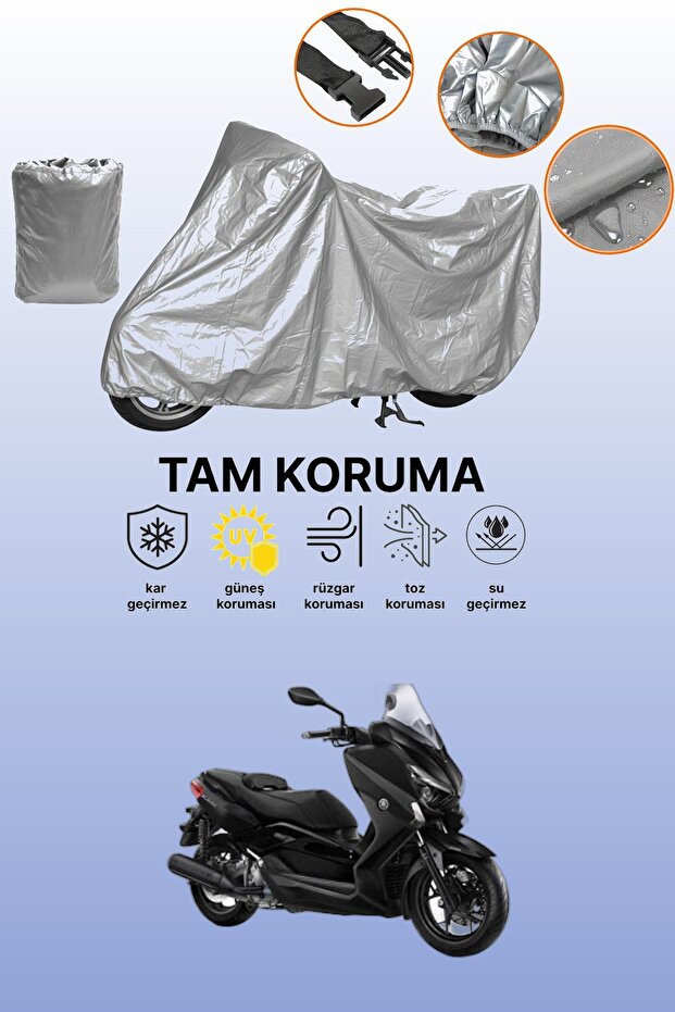 Gray Tail Bag and Lock Non-Matching Yamaha X-Max 250 Iron Max Abs Compatible Motorcycle Tarpaulin