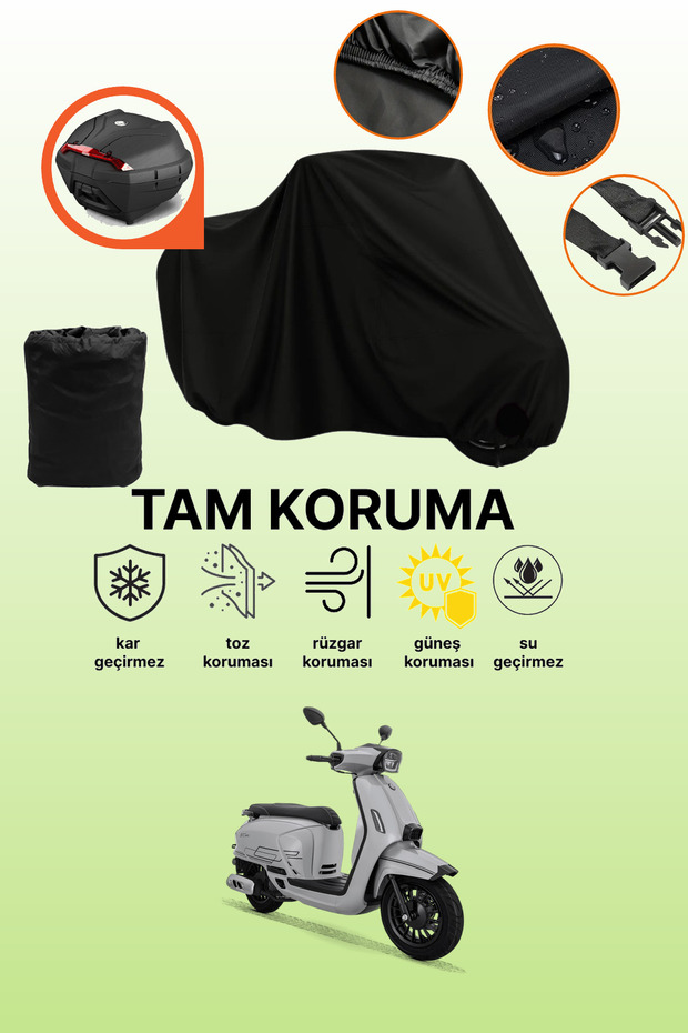 Rks Sc 150Re Compatible Motorcycle Tarpaulin Compatible with Black Rear Case